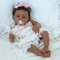 KSBD Reborn Baby Doll Black Girl – 18-Inch Realistic Lifelike African American Newborn Handmade Doll with Real Life Soft Weighted Body and Accessories – Gift Set for Kids Ages 3 and Up