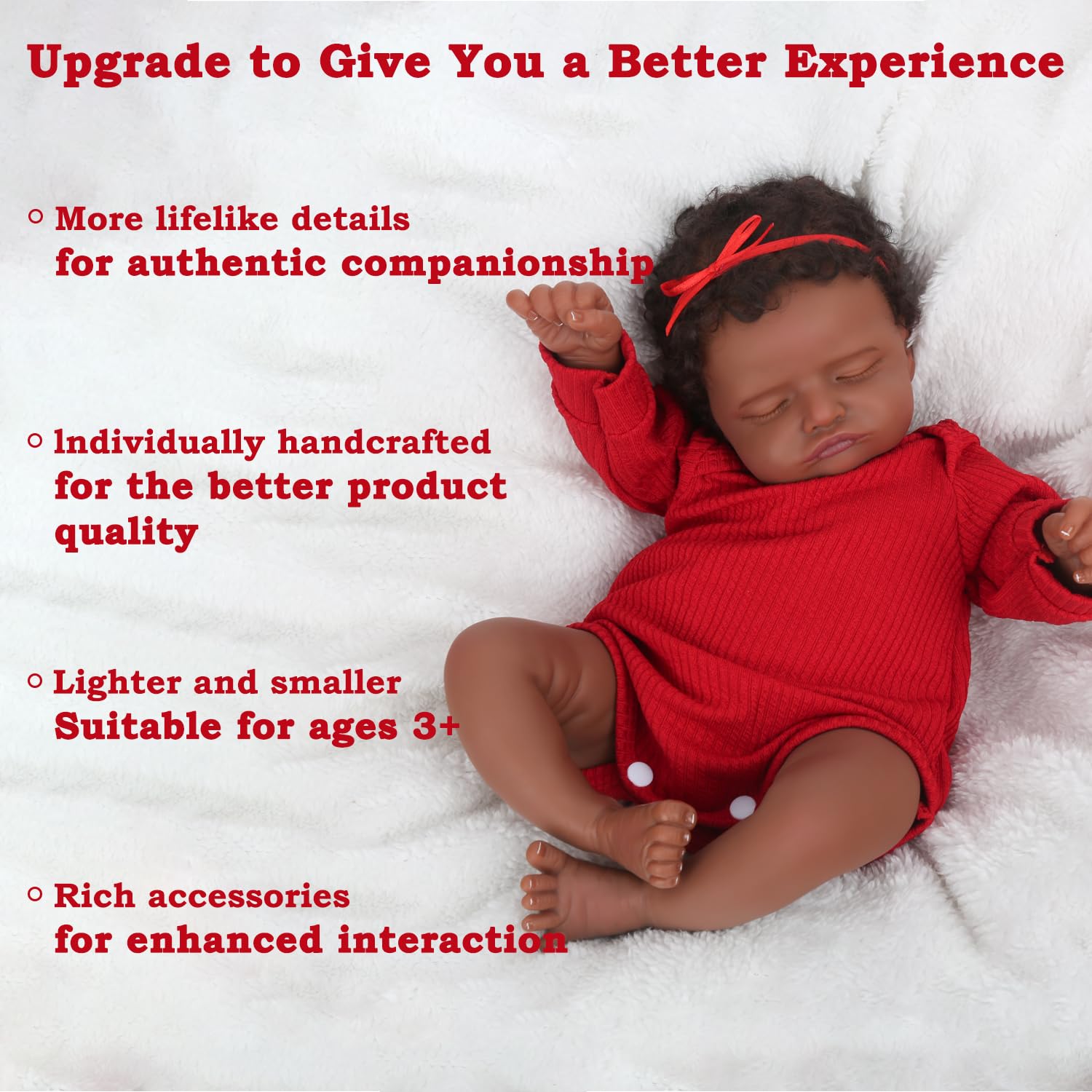 CHAREX Realistic 18 Inch Reborn Baby Doll - African American Sleeping Newborn Handcrafted Lifelike Black Skin Perfect for Kids Aged 3 and Up with Accessories