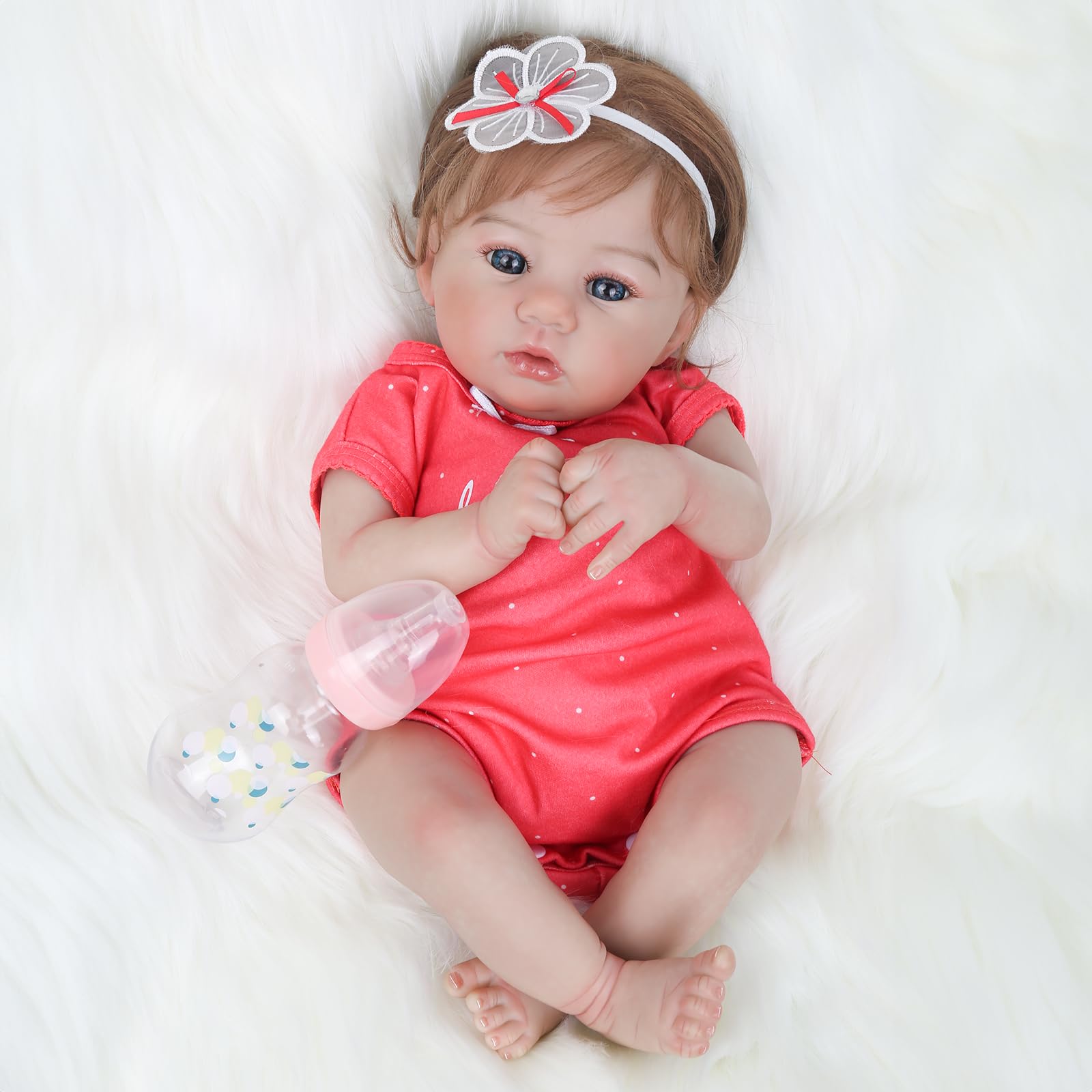 WOOROY Realistic Reborn Baby Dolls - 18 Inch Lifelike Newborn Baby Girl, Real Baby with Soft Weighted Body, Real Life Reborn Dolls Gift Set for Kids Age 3+