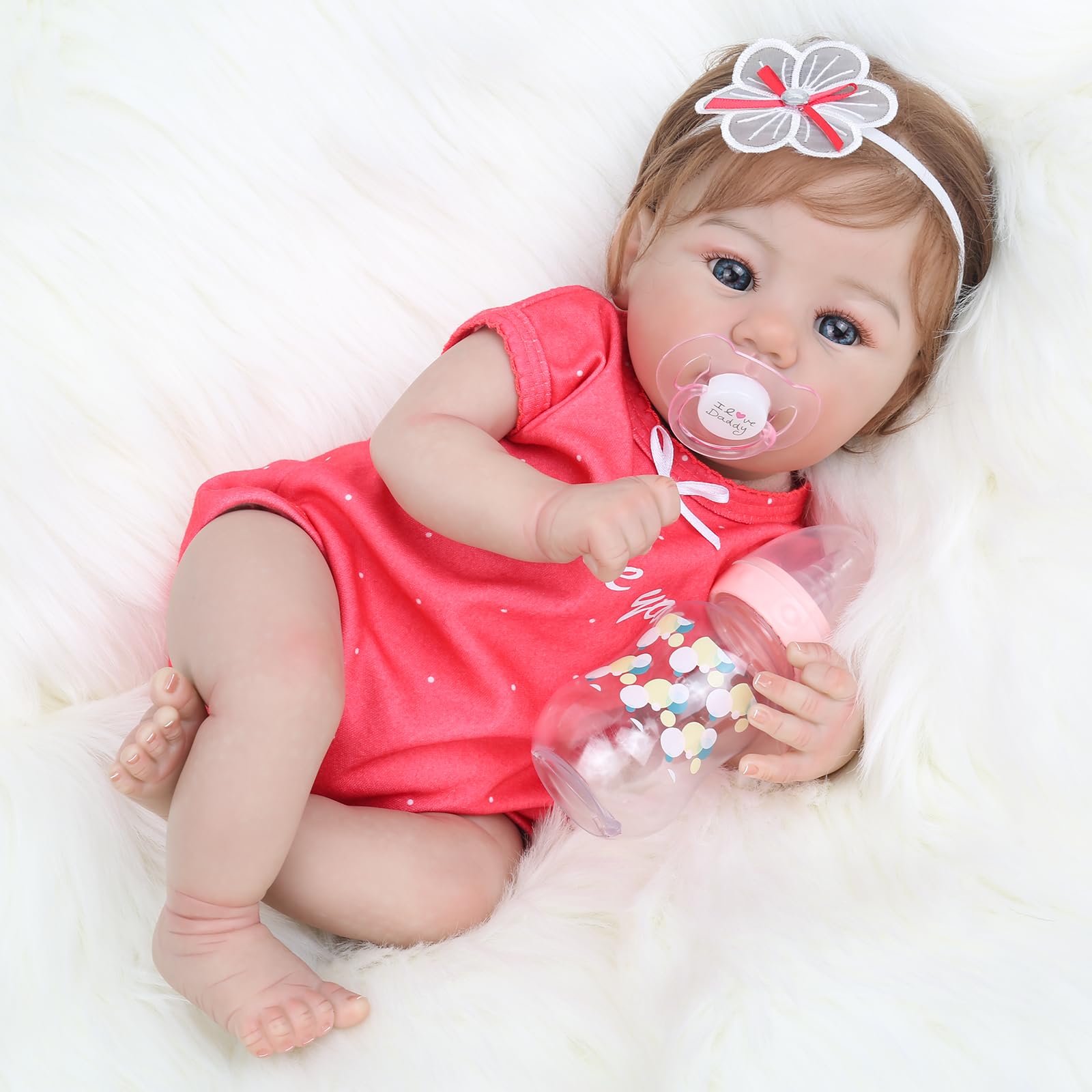 WOOROY Realistic Reborn Baby Dolls - 18 Inch Lifelike Newborn Baby Girl, Real Baby with Soft Weighted Body, Real Life Reborn Dolls Gift Set for Kids Age 3+
