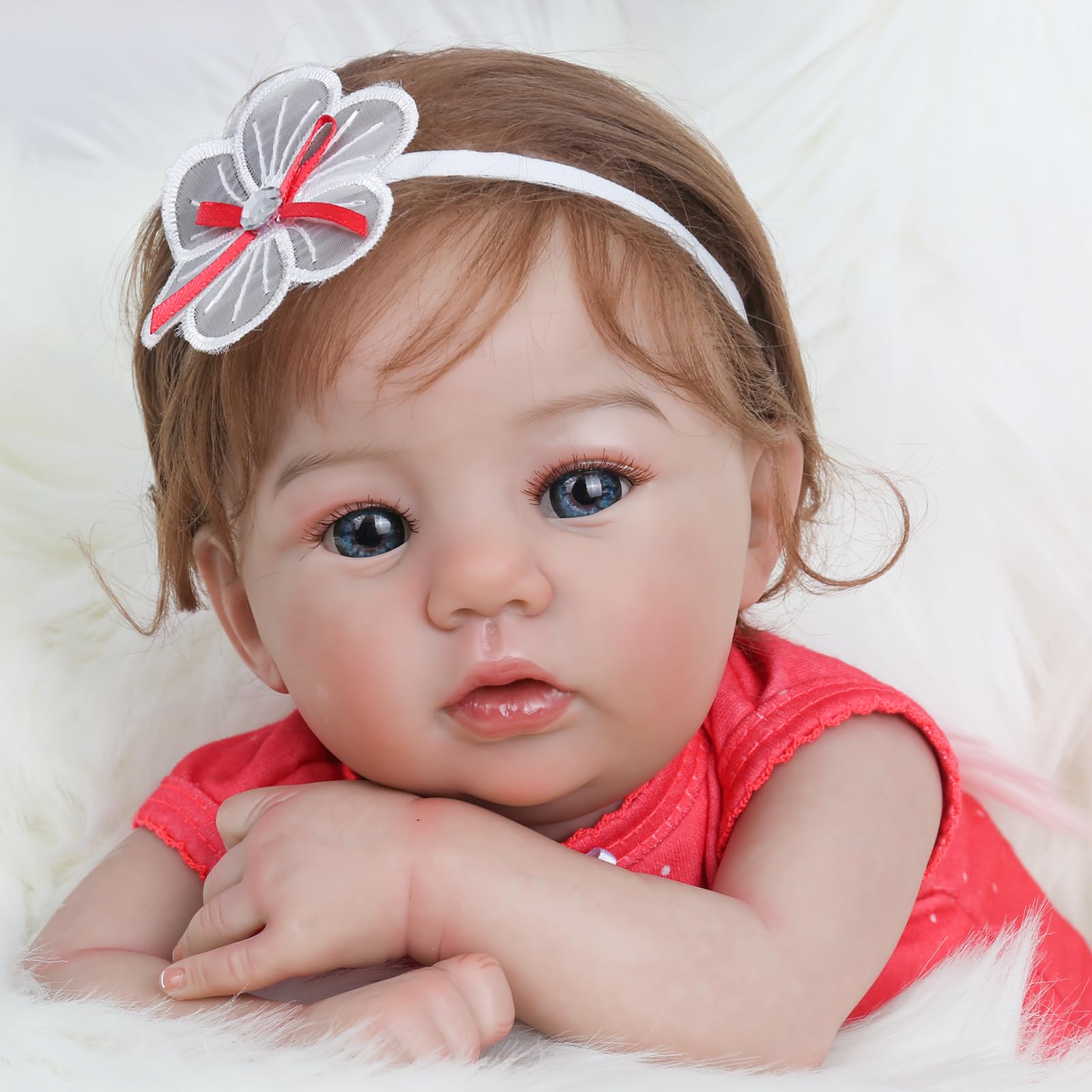 WOOROY Realistic Reborn Baby Dolls - 18 Inch Lifelike Newborn Baby Girl, Real Baby with Soft Weighted Body, Real Life Reborn Dolls Gift Set for Kids Age 3+