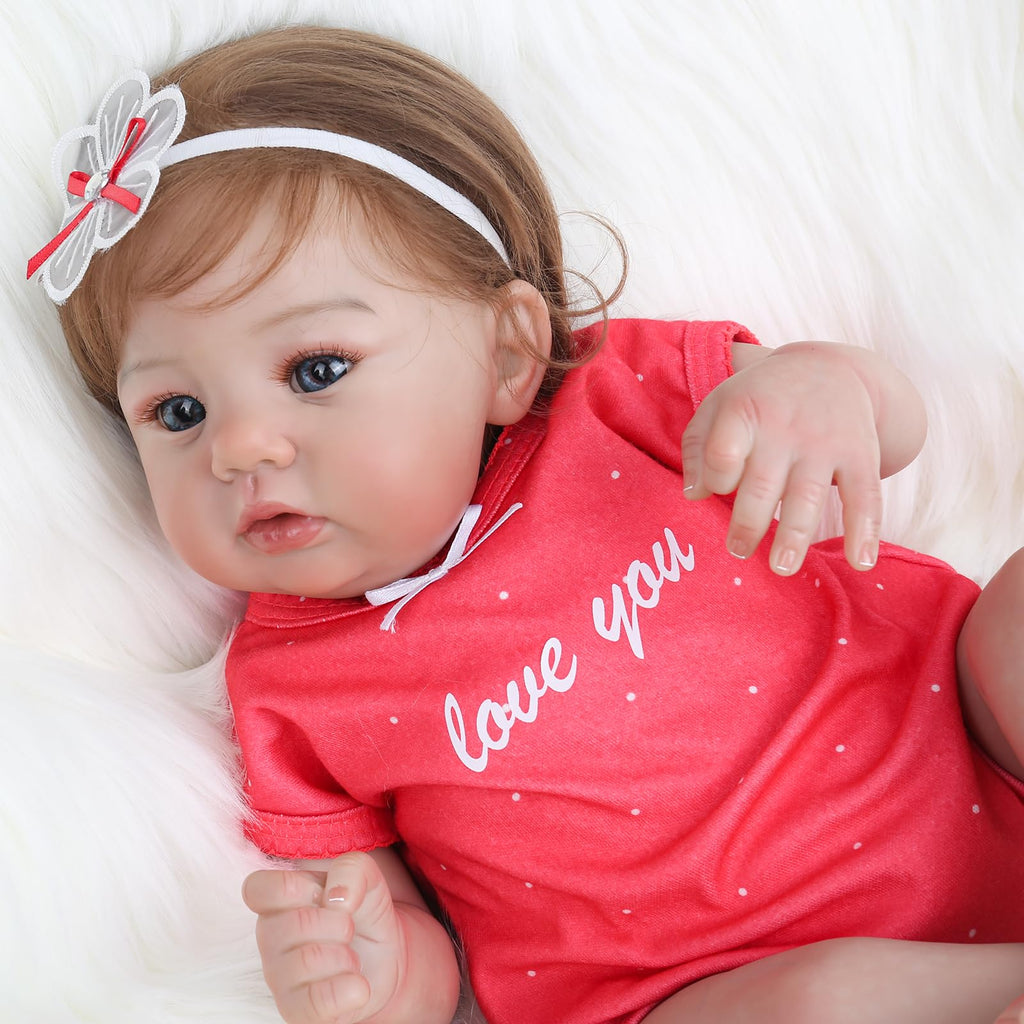 WOOROY Realistic Reborn Baby Dolls - 18 Inch Lifelike Newborn Baby Girl, Real Baby with Soft Weighted Body, Real Life Reborn Dolls Gift Set for Kids Age 3+