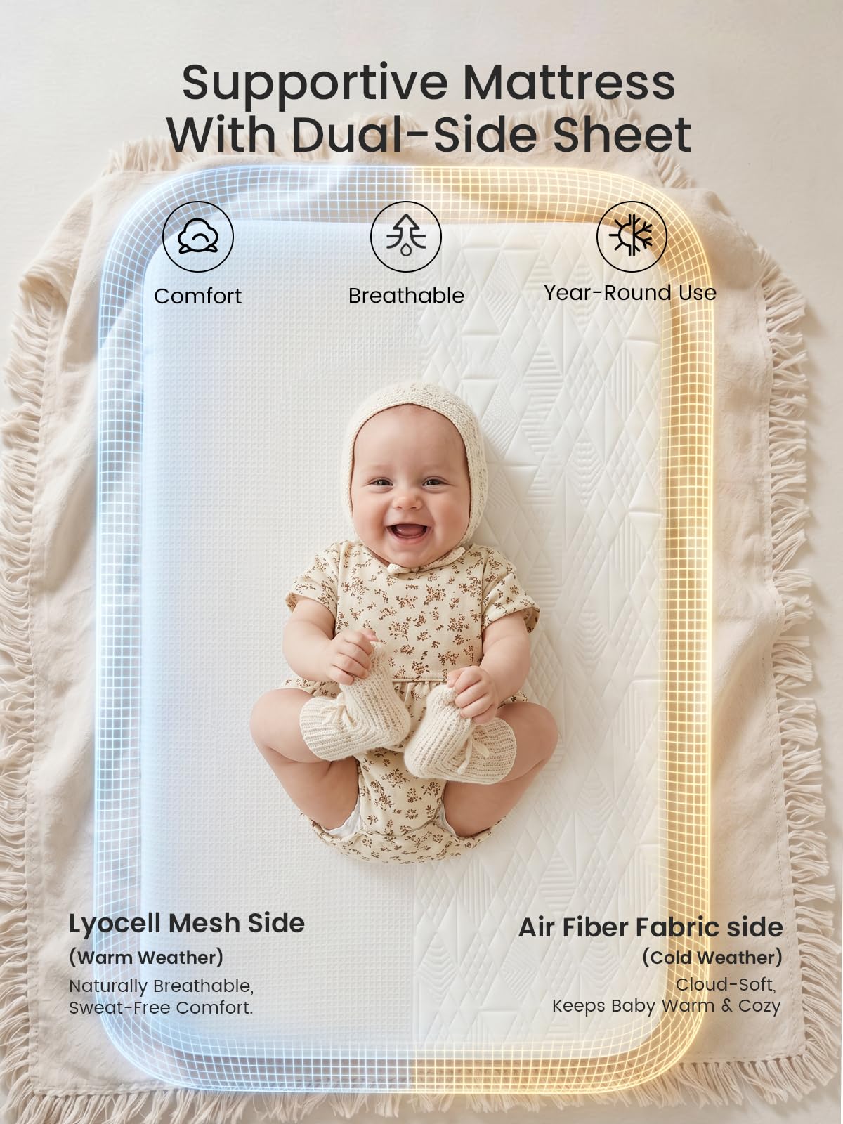 5-in-1 Baby Bassinet Bedside Sleeper with Gentle Manual Rocking