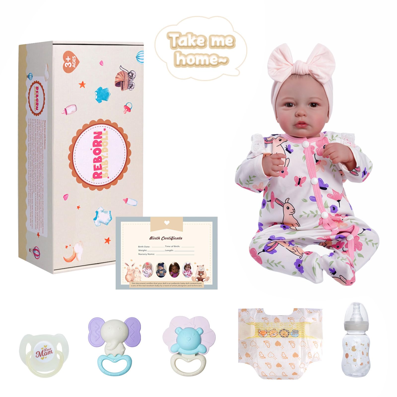 Reborn Baby Dolls - 20-inch Cute Soft Vinyl Realistic Baby Doll Real Life Baby Dolls with Complete Accessories Perfect for Cuddling, Playtime, and Gift Giving