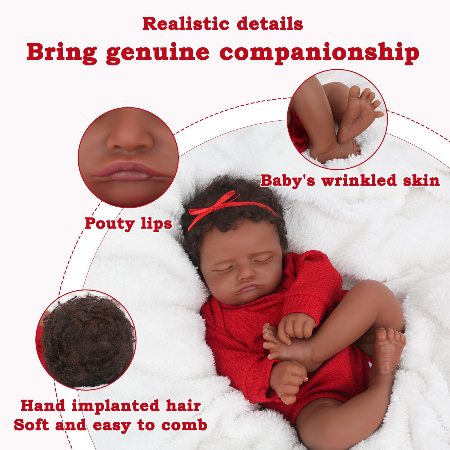 CHAREX Realistic 18 Inch Reborn Baby Doll - African American Sleeping Newborn Handcrafted Lifelike Black Skin Perfect for Kids Aged 3 and Up with Accessories