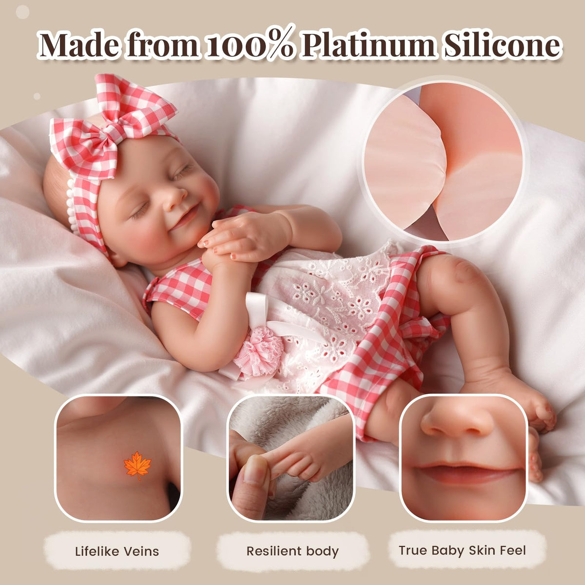 Silicone Baby Doll, 16 Inch Lifelike Reborn Dolls with Accessories
