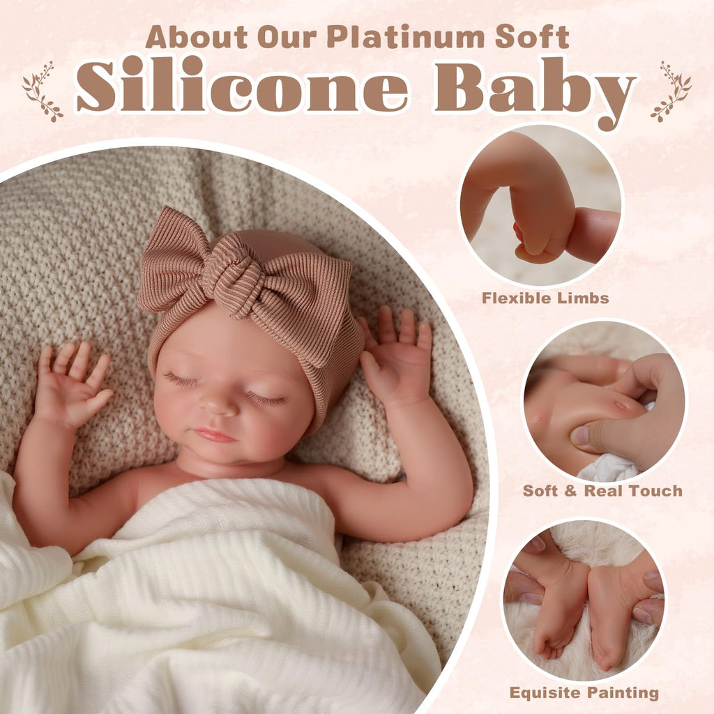 16 Inch Silicone Baby Doll Weighted 4LB, Lifelike Newborn Dolls