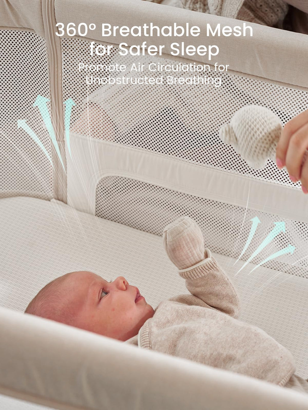 5-in-1 Baby Bassinet Bedside Sleeper with Gentle Manual Rocking